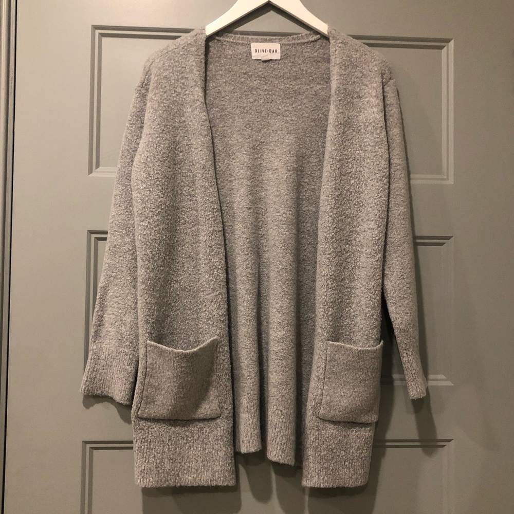 Gray knit cardigan sweater